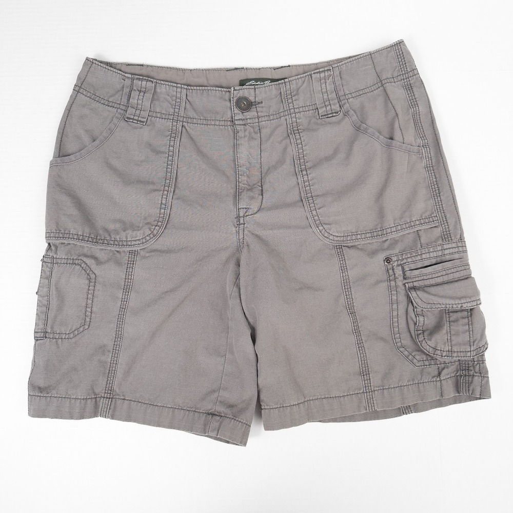 Eddie Bauer Cotton Ripstop Cargo Shorts Womens 10 Gray Utility Gorpcore Outdoors